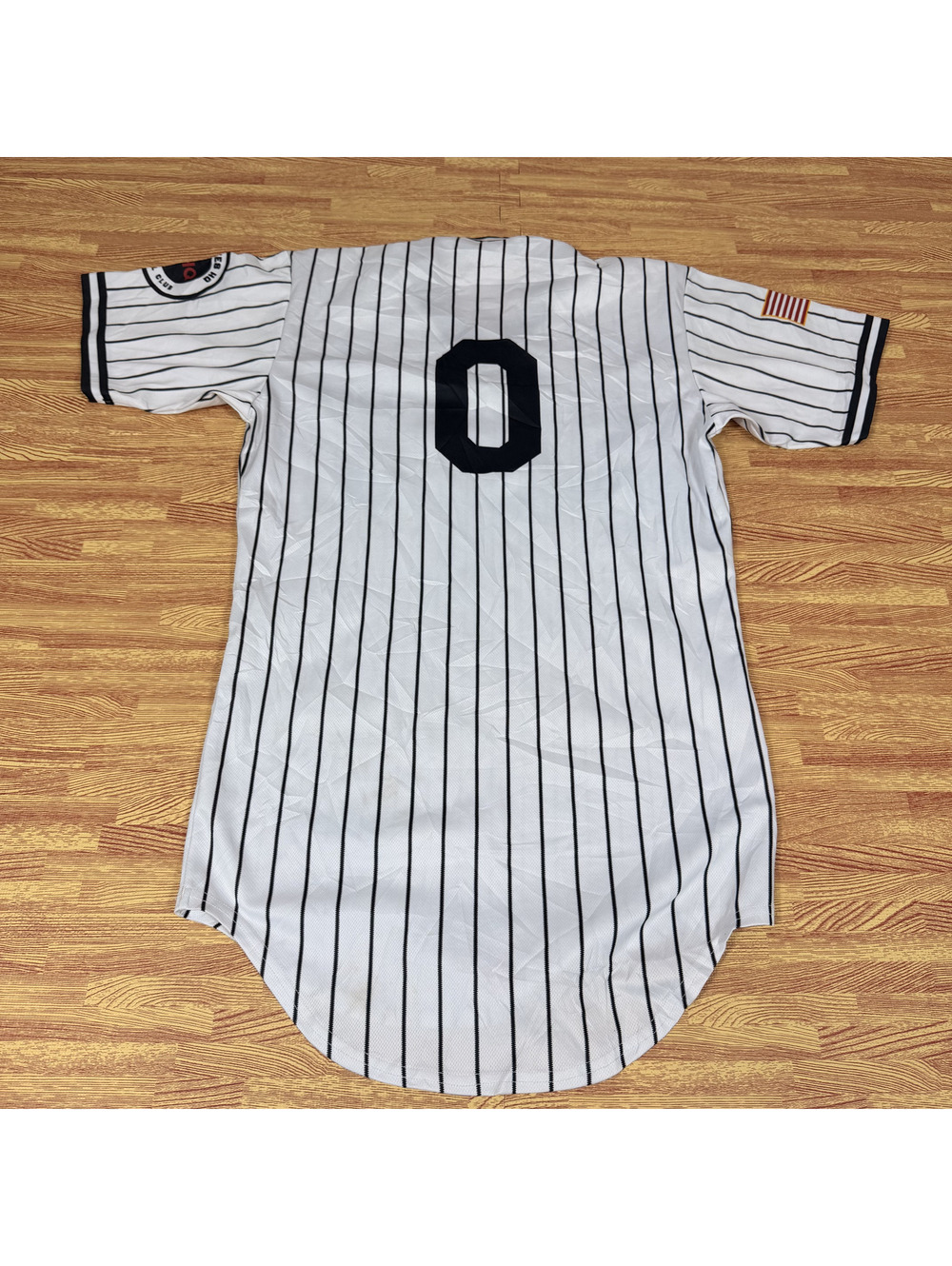 Rawlings Athletes HQ #0 Pinstripe Baseball Jersey Size 34 White Black